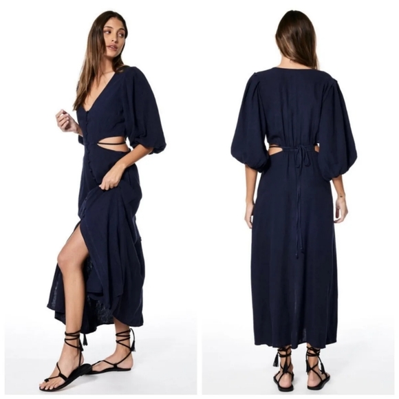 Young Fabulous & Broke High Tea Dress in Navy - Picture 1 of 14